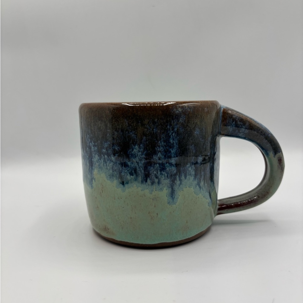 Handcrafted Ceramic Mug in Teal and Deep Blue Glaze